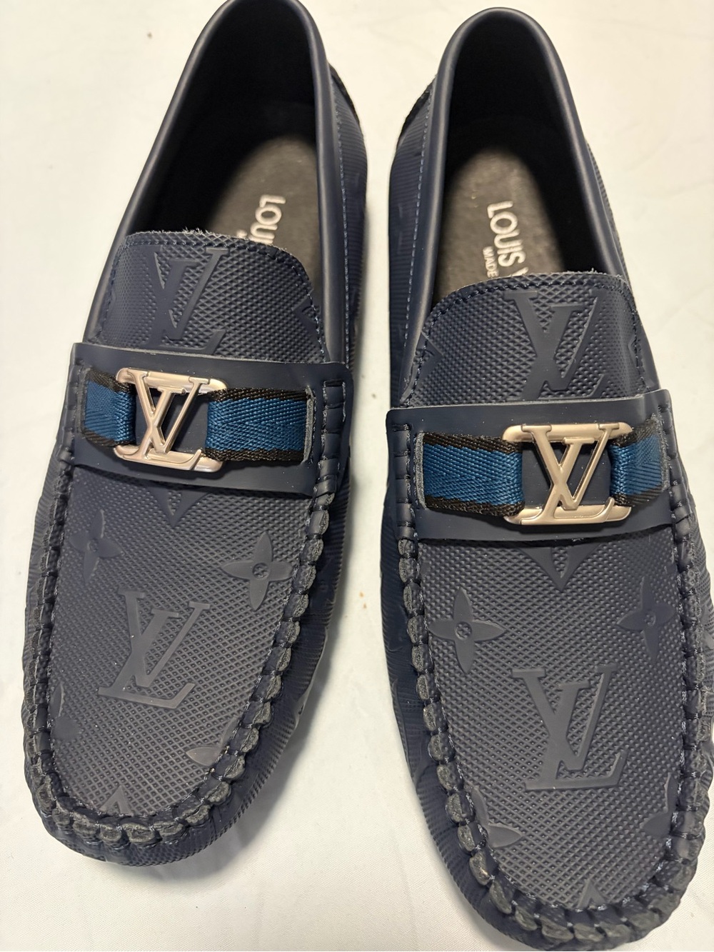 Louis Vuitton Men’s Navy Monogram Driving Loafers size 38